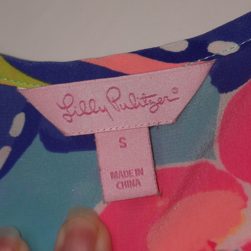 LILLY PULITZER Silk Cosmos Top Tank Resort Beach Summer Exotic Garden M 4 6 - Picture 6 of 8